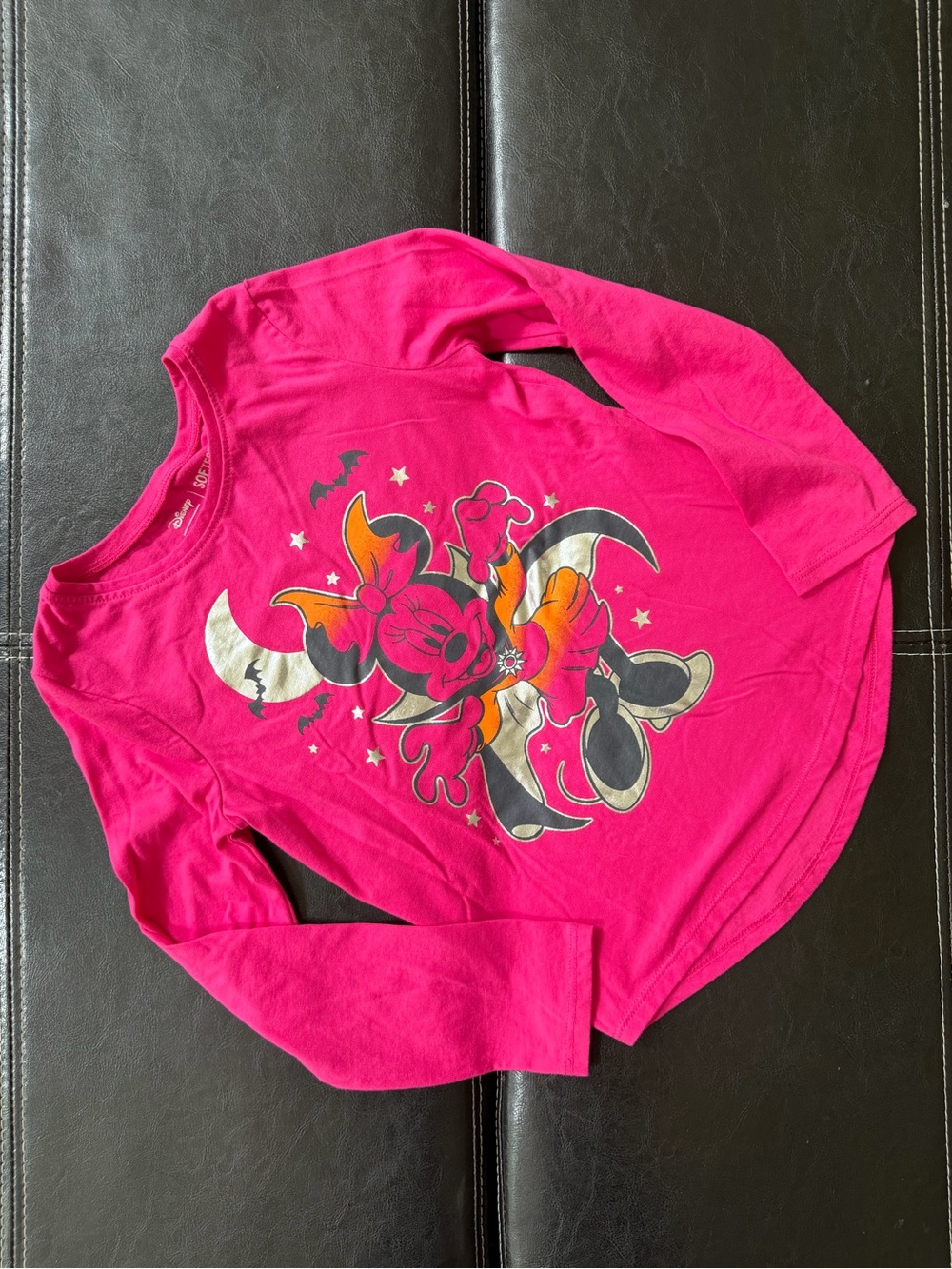 Disney - Girl’s Hot Pink Vampire Minnie Mouse Long Sleeve Halloween Top